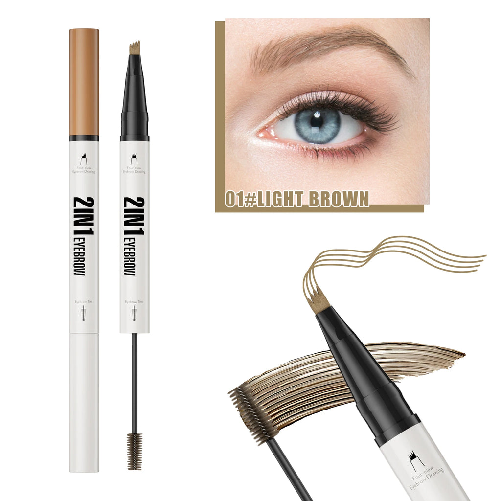 Dual Head Eyebrow Pen 2-in-1 Liquid & Tint Waterproof Fast-Dry Makeup