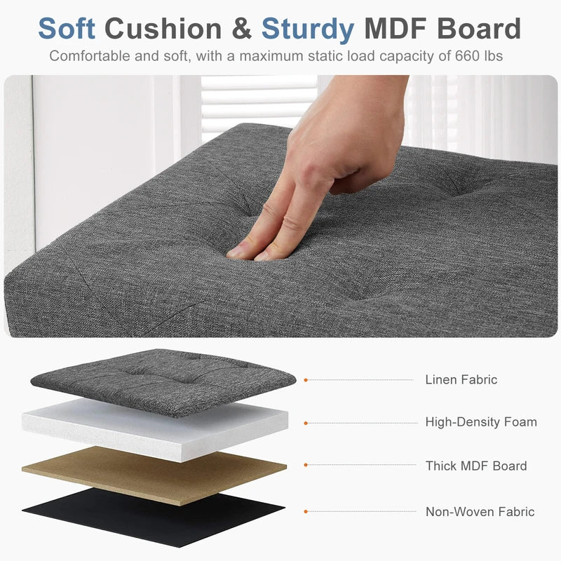 Foldable Storage Ottoman Bench with Hidden Toy Box and Large Capacity