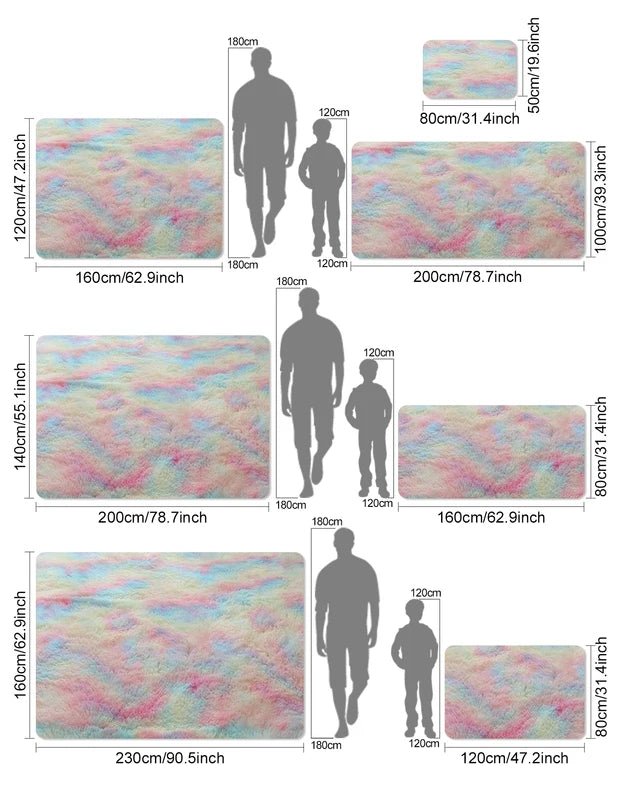 Kids Rainbow Carpet for Living Room and Bedroom - Soft Non-Slip Rugs for Children