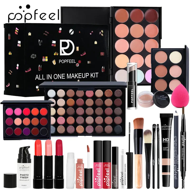 Full Makeup Kit with Eye Shadow Blush Foundation Face Powder Cosmetic Set for Women