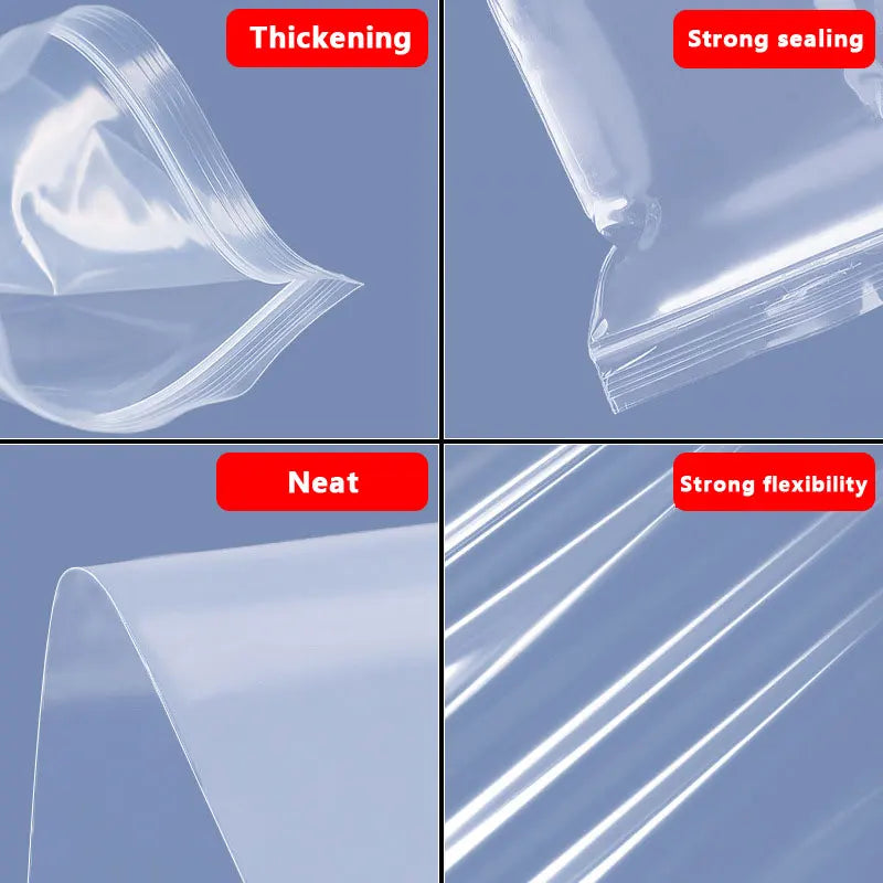 100Pcs Clear Plastic Storage Bags Reclosable Ziplock Food & Jewelry Organizer