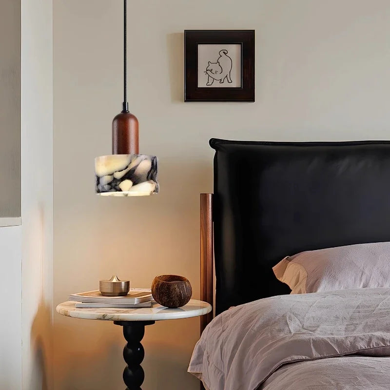 Modern Round Marble LED Pendant Light for Living Room Kitchen Bedroom Dining Hall Ceiling Lamp