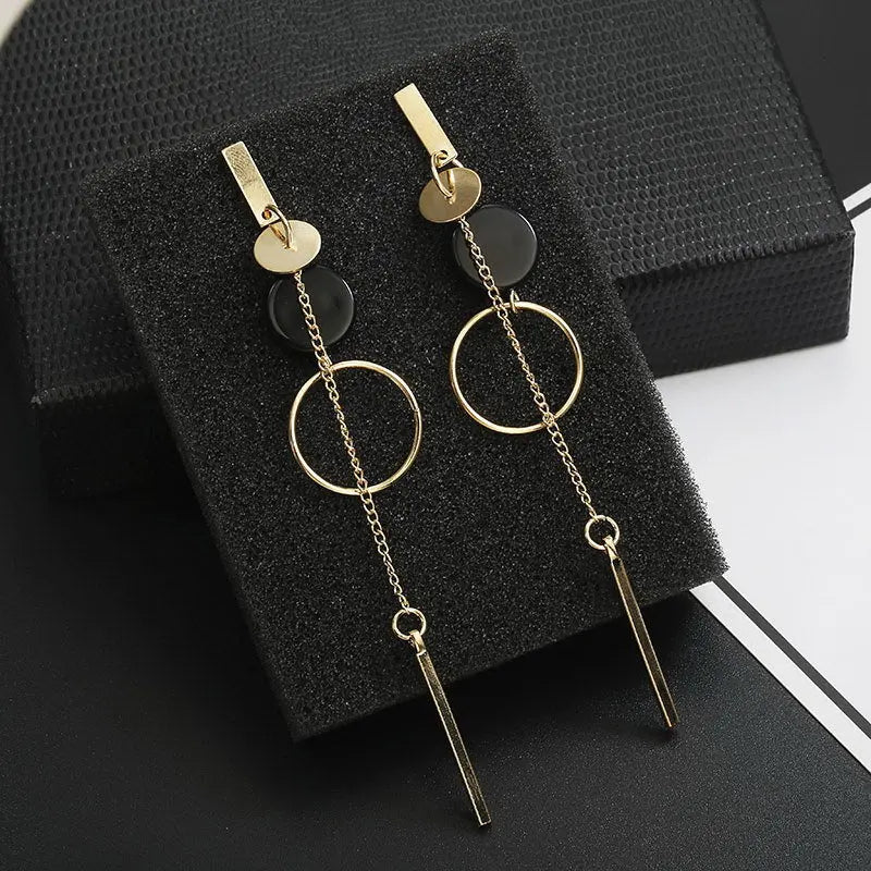 Black Flower Drop Earrings for Women - Geometric Heart Butterfly Jewelry