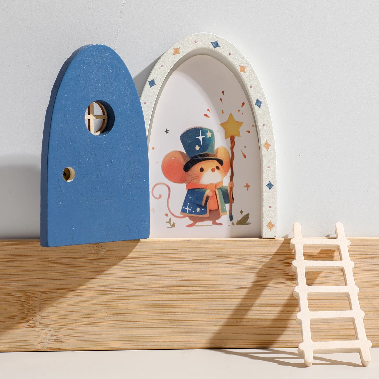 Mini Fairy Door Decoration with Openable Wooden Arch for Dollhouses and Fairy-tale Gifts