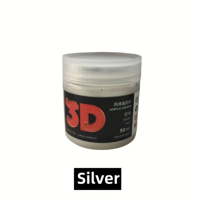 Silver Acrylic Paint 50/100/300ml Waterproof Non-Fading Pearlescent Finish for DIY Art