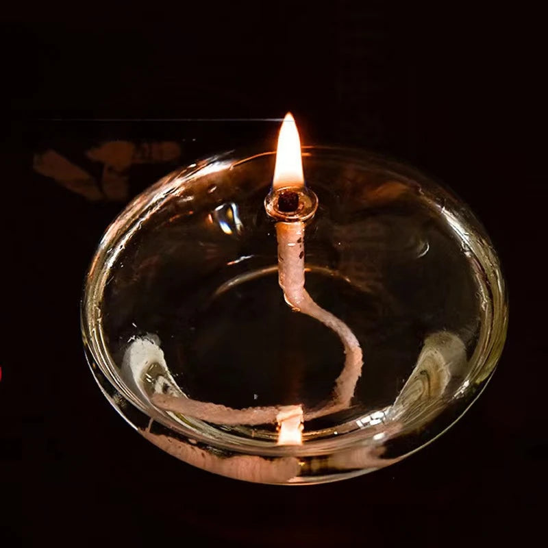 Handcrafted Glass Candle Holder Oil Lamp for Table Decor, Christmas Home Accent