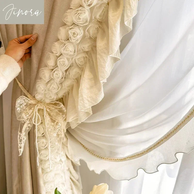 Romantic Rococo Style Curtain for Bedroom & Living Room - Customized Velvet Fabric