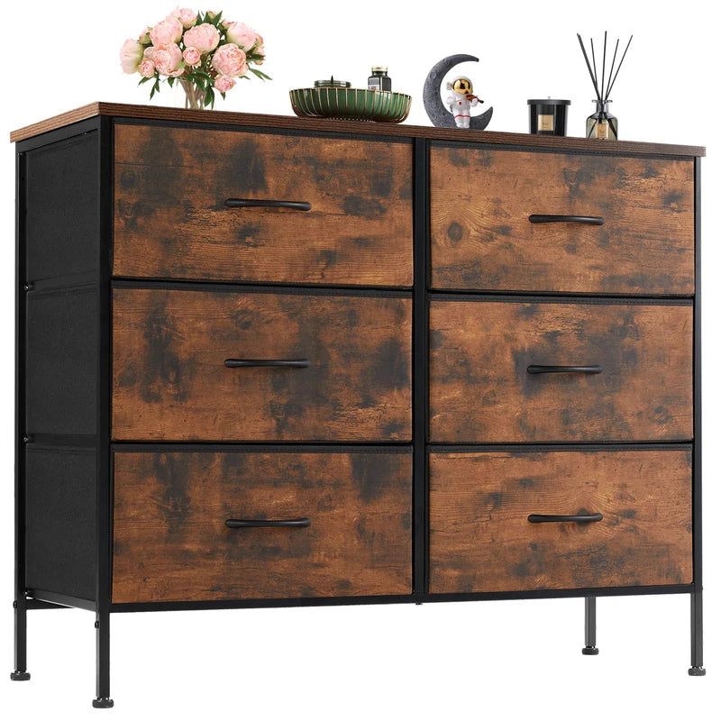 Fabric Cabinet with Wooden Top - Multi-Use Storage Chest for Living Room and Bedroom