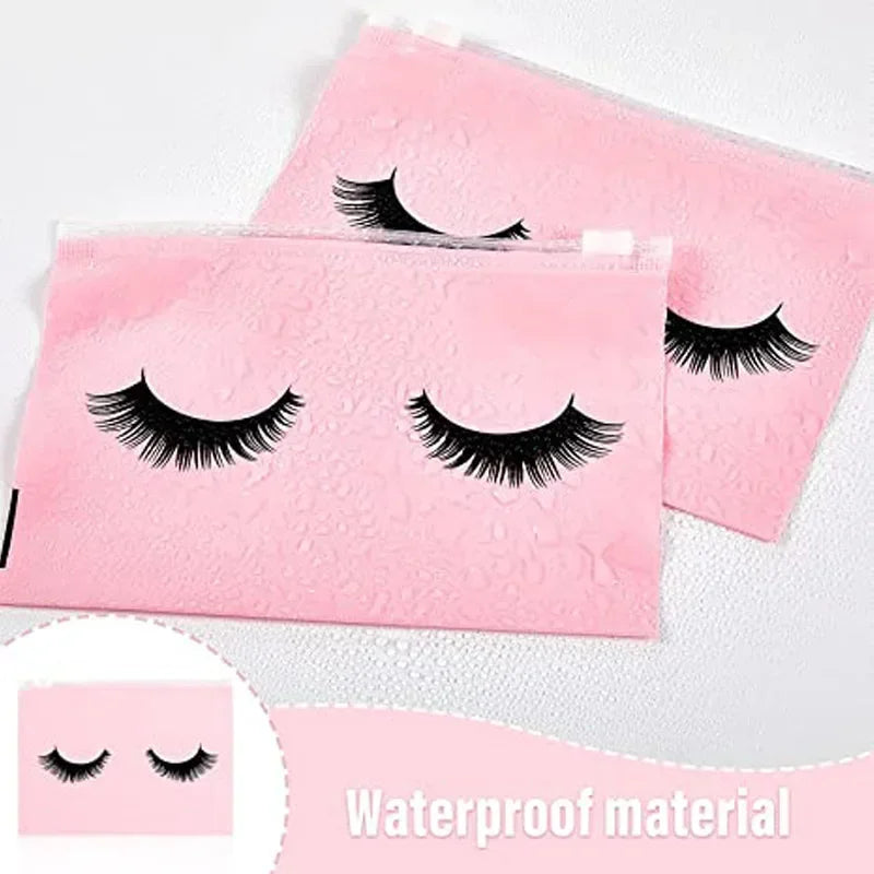 50PCS Waterproof Eyelash Aftercare Bags Zipper Makeup & Cosmetic Travel Pouches