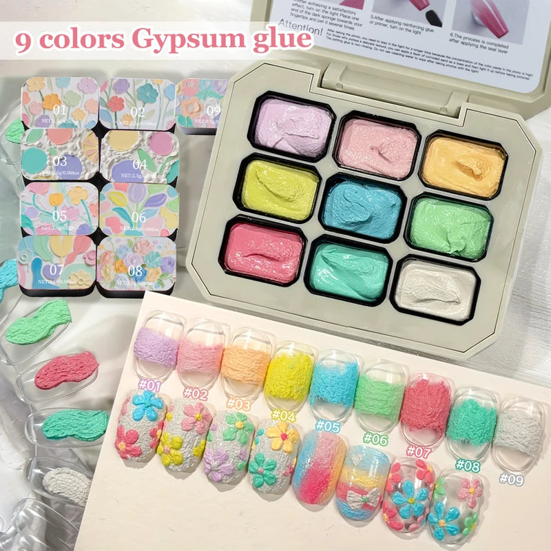 9-Grid Macaron Oil Painting Gel Set for Nails - Vibrant No Wipe Nail Polish