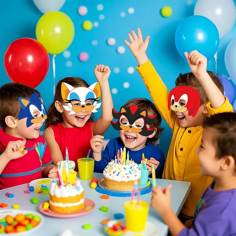 12 Pcs Superhero Hedgehog Paper Masks for Costume Party Halloween Christmas