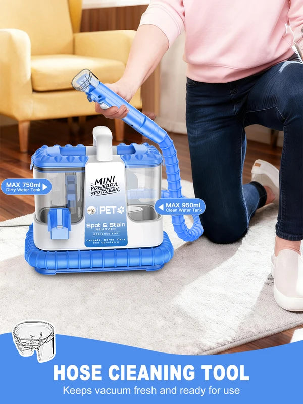 Portable Carpet and Upholstery Cleaner Machine with 5 Attachments - Light & Powerful Suction