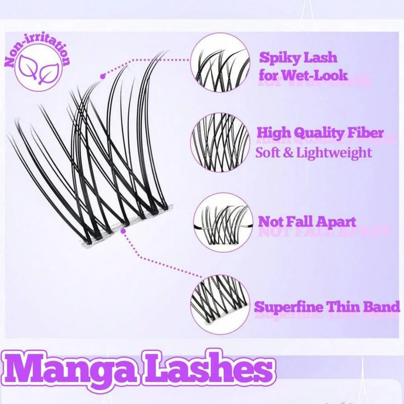Natural Style Short Clus­ter­ed False Eyelashes with C-Shaped Curls 8-16mm