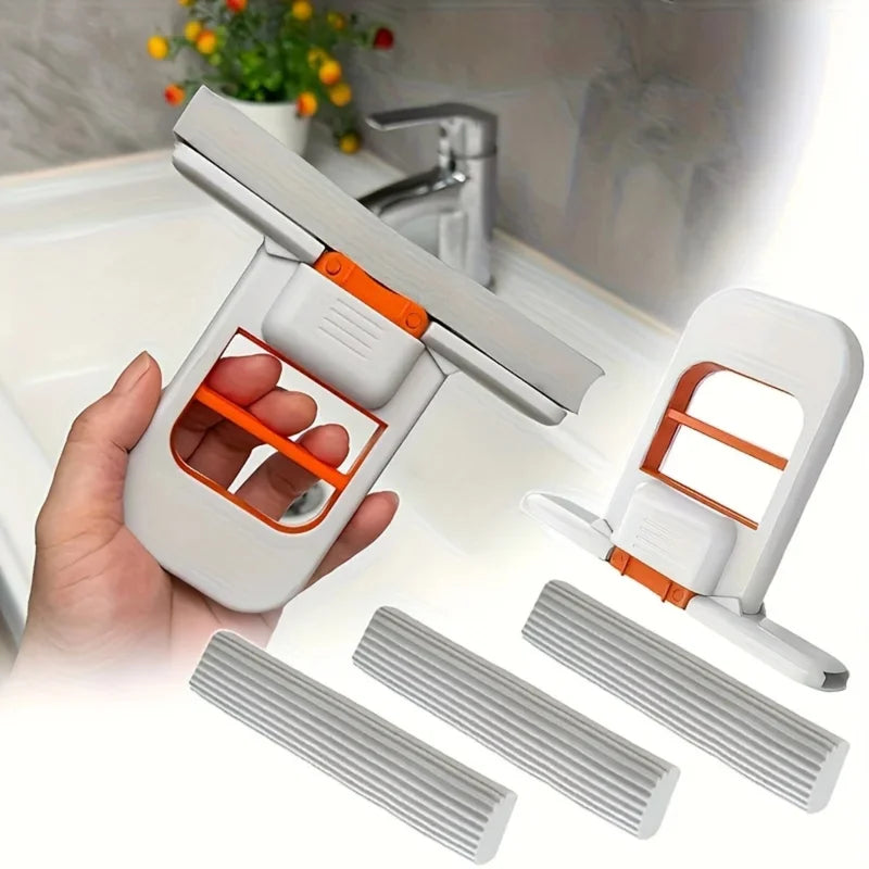 Mini Handheld Self Squeezing Sponge Mop for Bathroom Kitchen Glass Cleaning