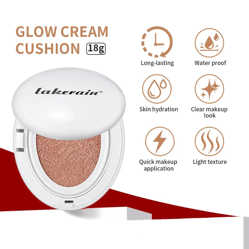 Hydrating Dewy Glow Cushion Foundation with Long-Lasting Moisturizer, Natural Light Coverage, Portable Face Makeup
