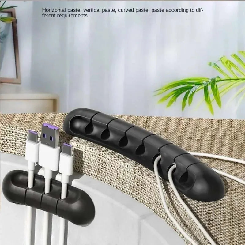 Cable Organizer Silicone Desktop Cable Management Holder for Power, Data & Charging Cables