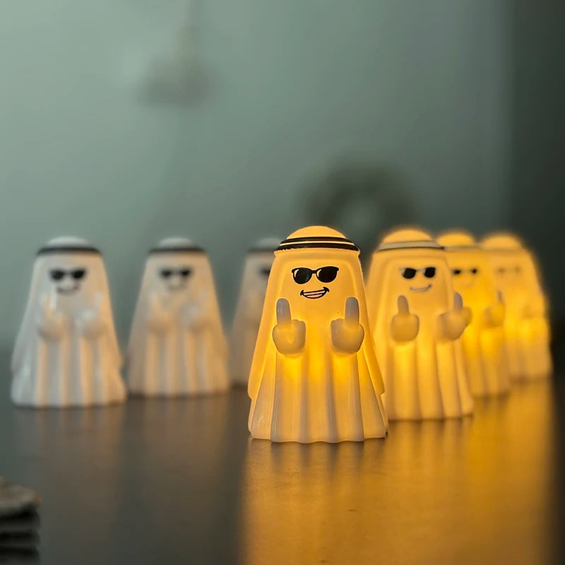 Funny Halloween Ghost Figurine with Middle Finger Small Decor Gift for Friends