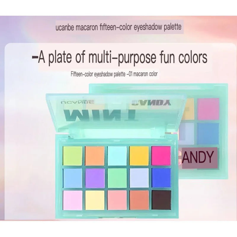 Colorful Macaron Eyeshadow Palette - 15 Shades, Matte & Vibrant Colors