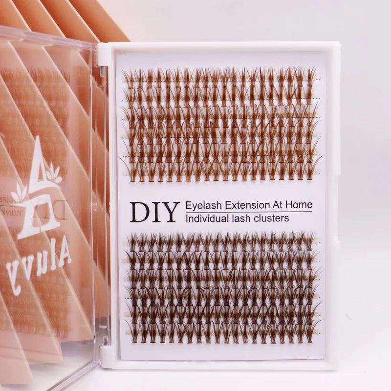 Colored Fake Eyelash Clusters for Extensions - Brown Mix, 14mm-30mm