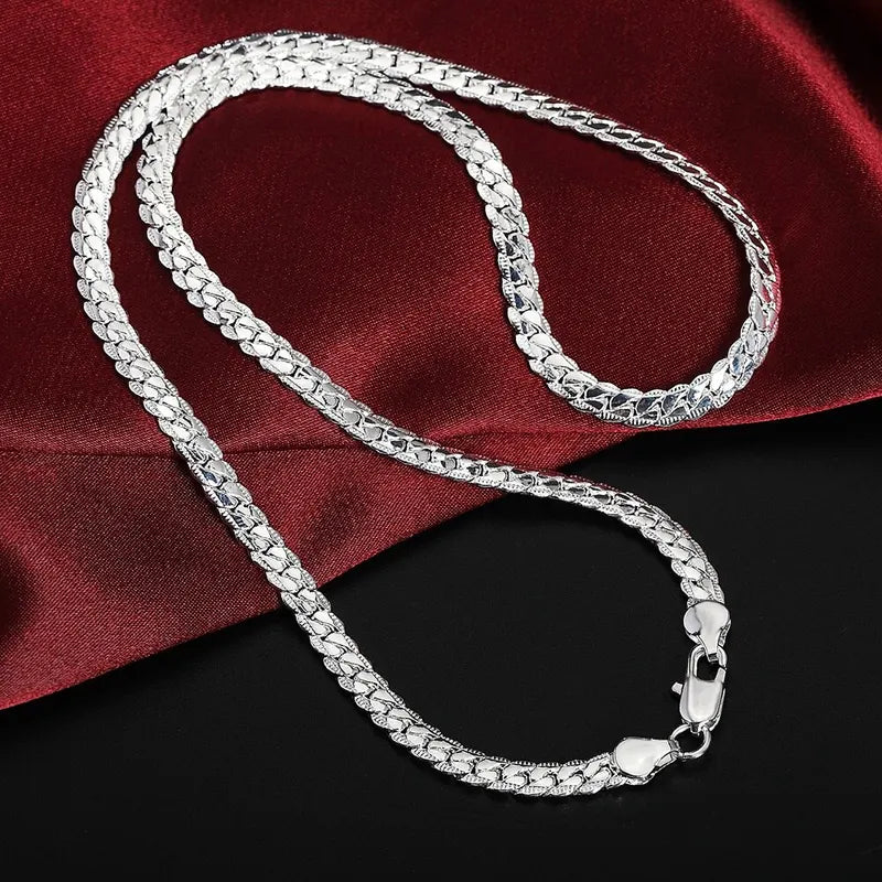 Silver 18K Gold Color Chain Bracelets and Necklace Set for Women Men Jewelry