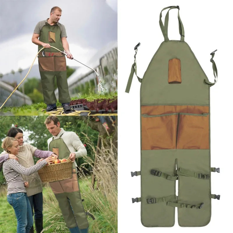Gardening Apron with Multiple Pockets and Leg Protection for Outdoor Work