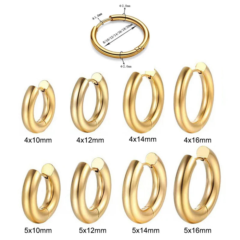 Classic Round Stainless Steel Earrings for Women Men Geometric Circle Ear Buckle