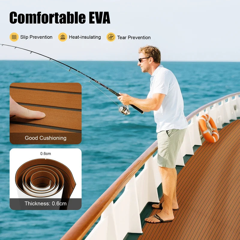 Heavy-Duty EVA Foam Anti-Slip Boat Deck Mat Waterproof Self-Adhesive Floor Covering
