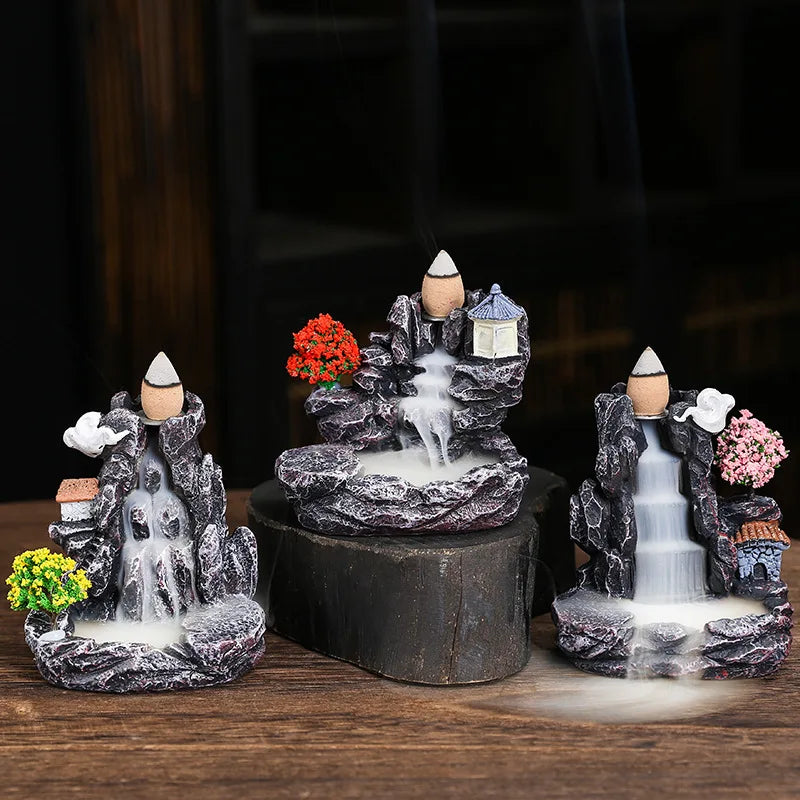 Resin Cascade Incense Burner with Waterfall Effect for Aromatherapy and Home Decor