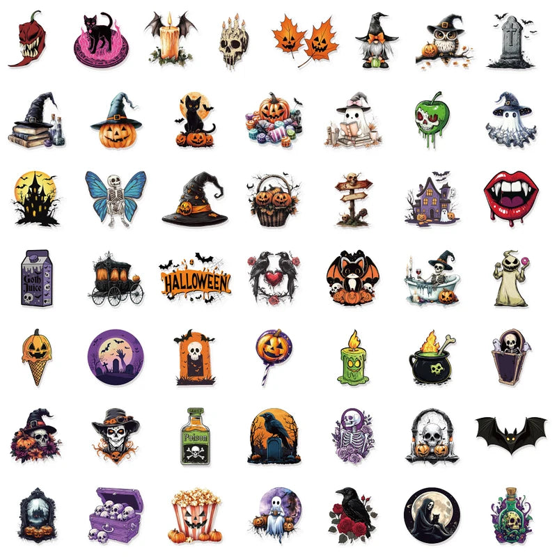 Halloween Pet Stickers 50 Pack Waterproof Graffiti Luggage Notebook Phone Case Decor