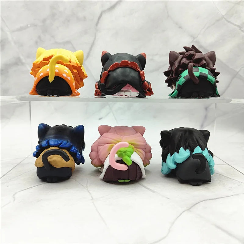 Anime Demon Slayer Mini Figure Set Nezuko Tanjirou Zenitsu Inosuke PVC Toys