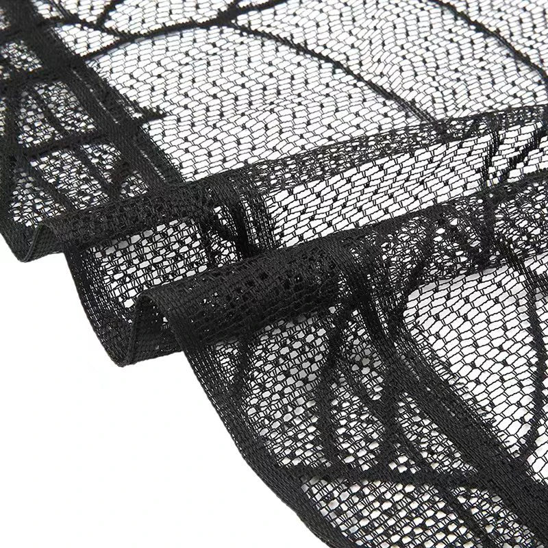 Halloween Lace Curtain Black Bat Spider Tablecloth Fireplace Mantel Cover Home Decor