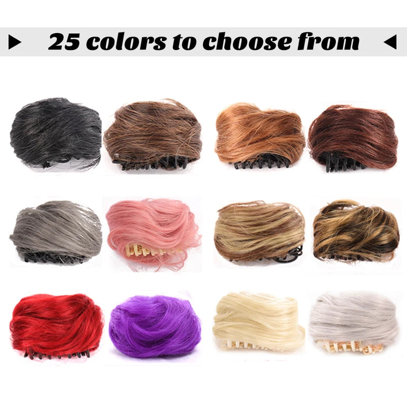 Women's Synthetic Curly Hair Bun Claw Clip - Ombre Messy Updo Hairpiece