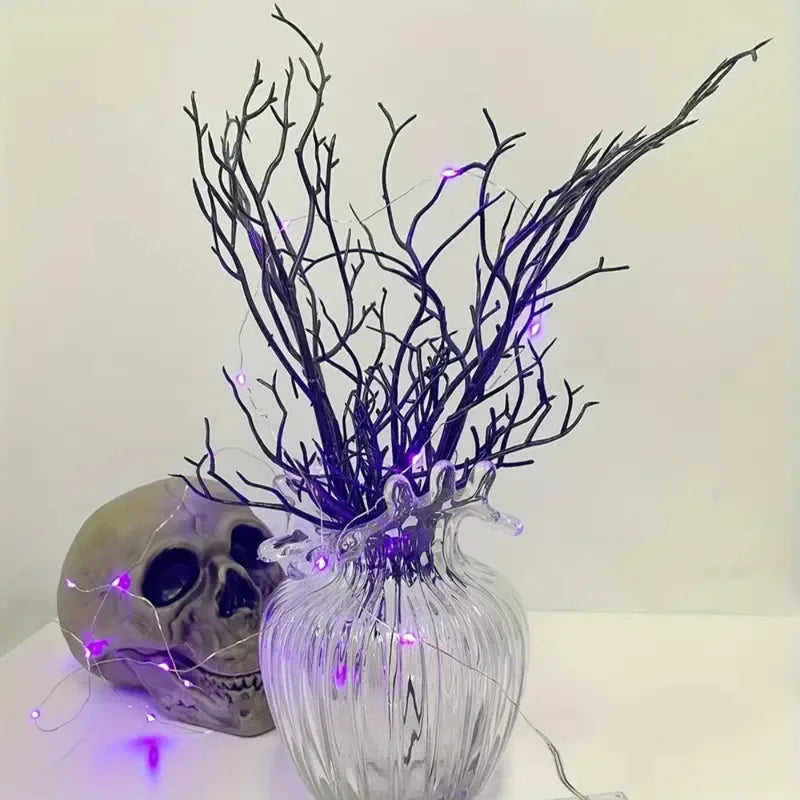 Black Artificial Dead Tree Branches - 5 Pack Realistic Plastic Decor for Halloween & Home