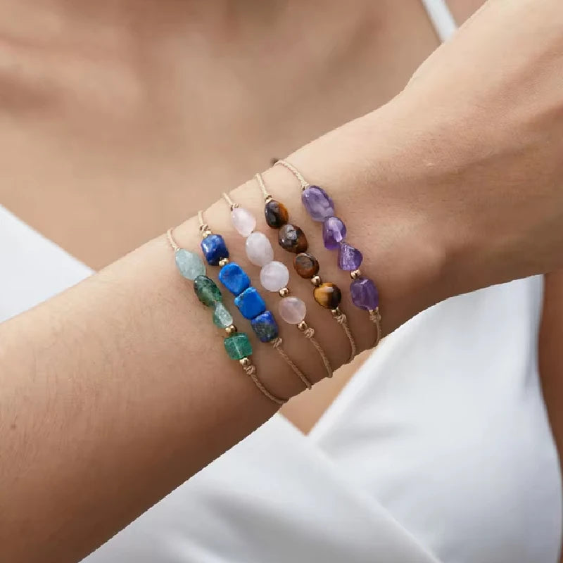 Constellation Sign Natural Stone Bracelet for Women and Kids - Handmade Jewelry Gift