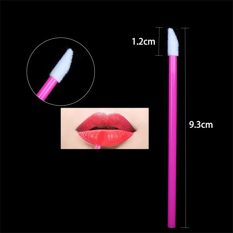 Disposable Lip Brush Set - 50 Nylon Lip Gloss & Lipstick Applicators with Colored Handles