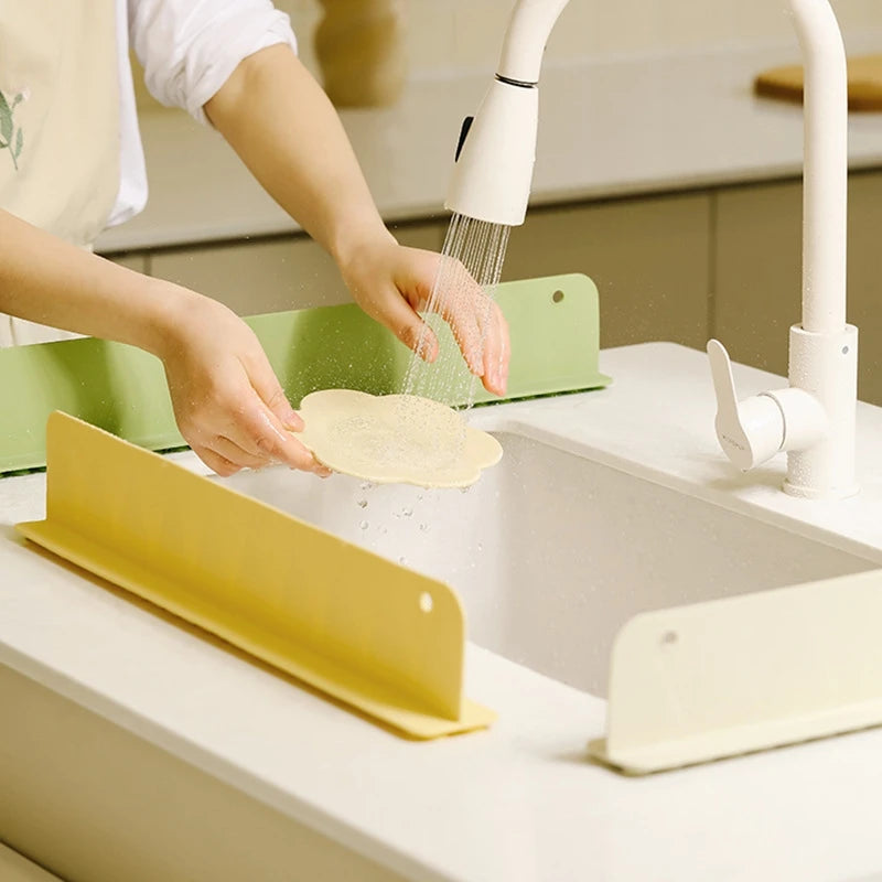Silicone Sink Splash Guard with Suction Cup - Kitchen Sink Water Splash Protector