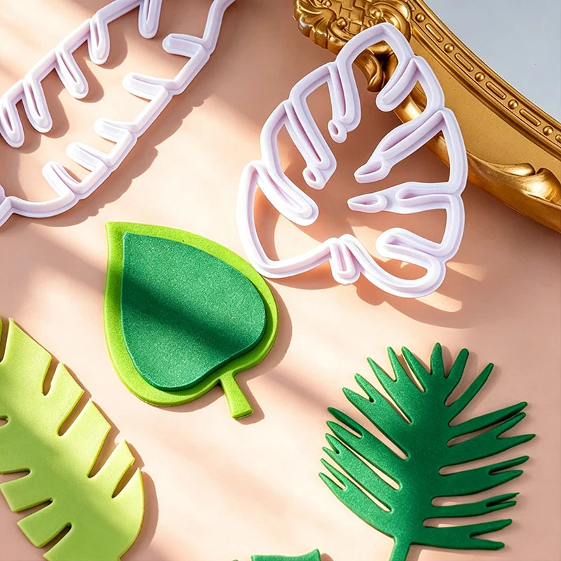 4-Piece Monstera Leaf Cake Decorating Cutter Set for Fondant & Gum Paste