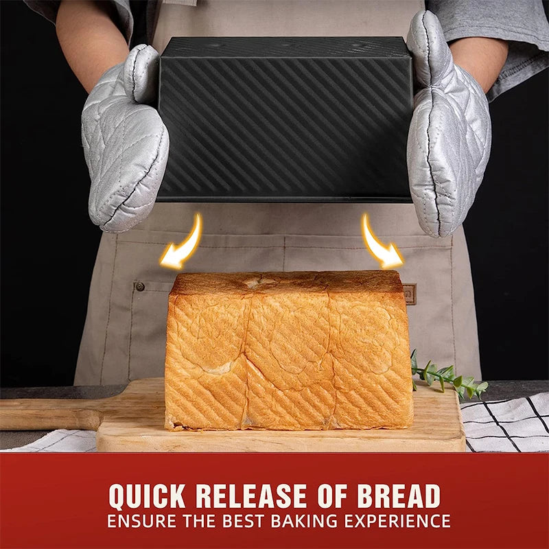 Non-Stick Pullman Loaf Pan with Lid - Carbon Steel Bread Mold, 1 lb Capacity