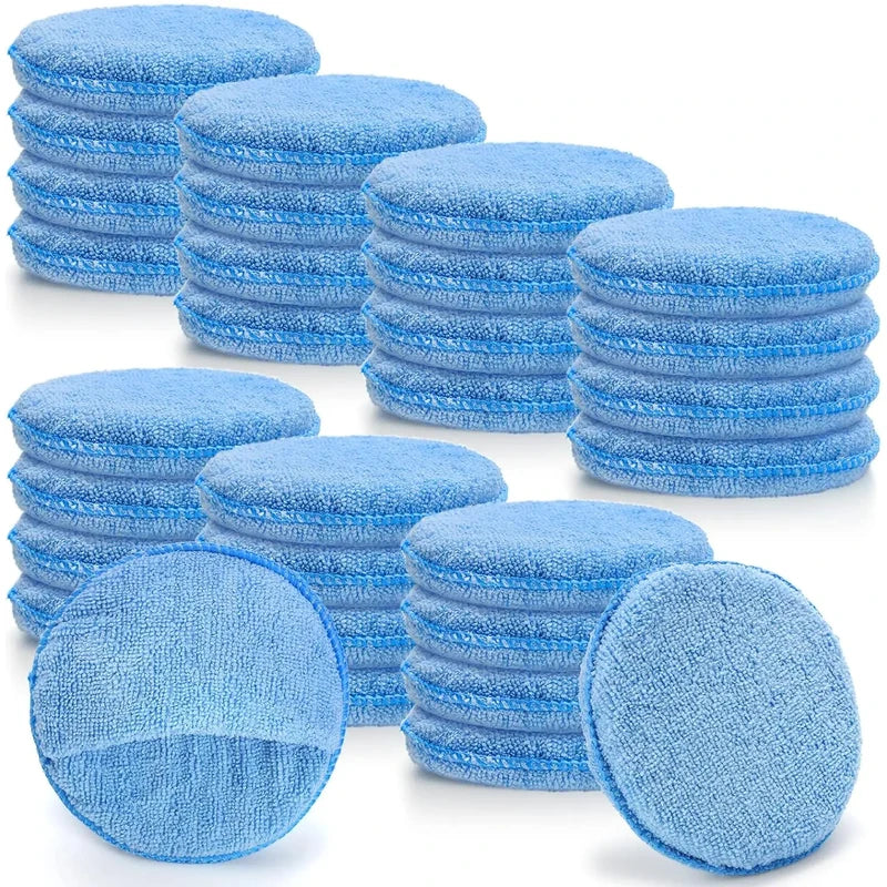Microfiber Wax Applicator Sponges - 5 Inch Car Polishing Pads, Lint-Free, Ultra-Soft - 10 Pack