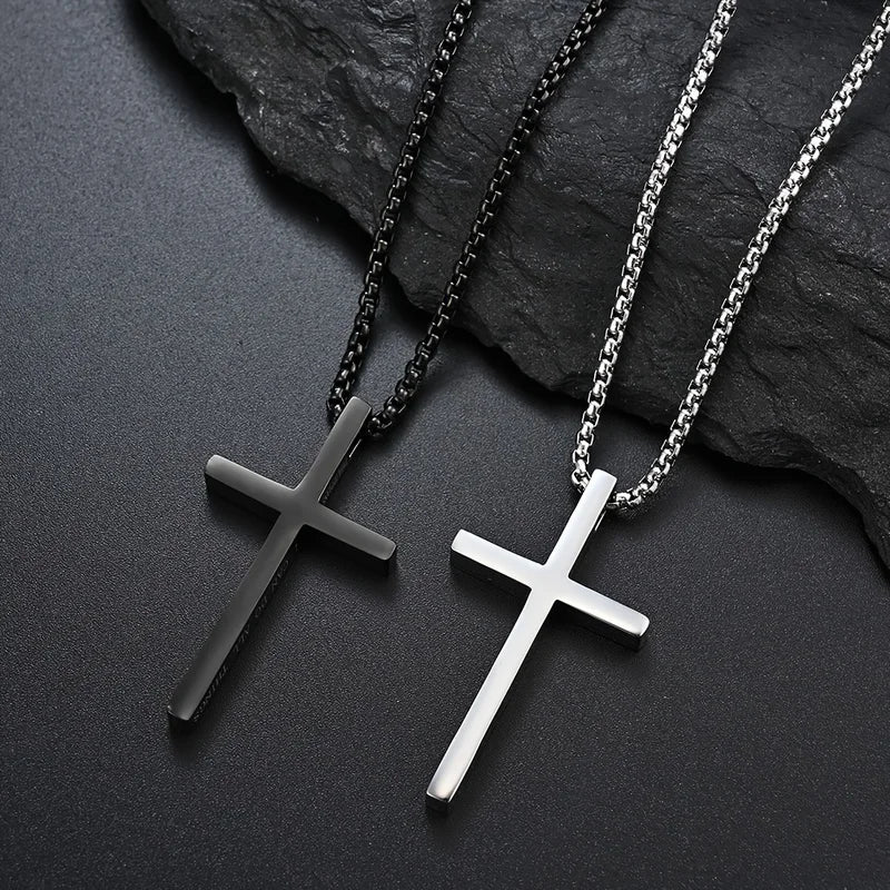 Jesus Cross Necklace Men Women Bible Verse Spiritual Jewelry Stainless Steel