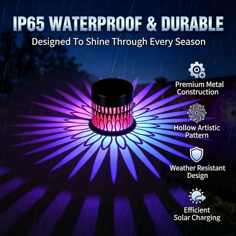 Solar Projection Wall Light Outdoor Garden Shadow Decor Waterproof Metal Sconce