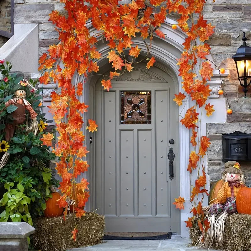 Artificial Fall Maple Leaf Garland for Autumn Halloween Thanksgiving Decor - 4XL to XS