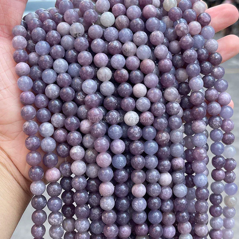 Natural Stone China Lepidolite Beads - Round Loose Spacer Beads for Jewelry Making
