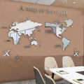 3D Wall Decal World Map Acrylic Sticker for Office Living Room Study Interior Decoration