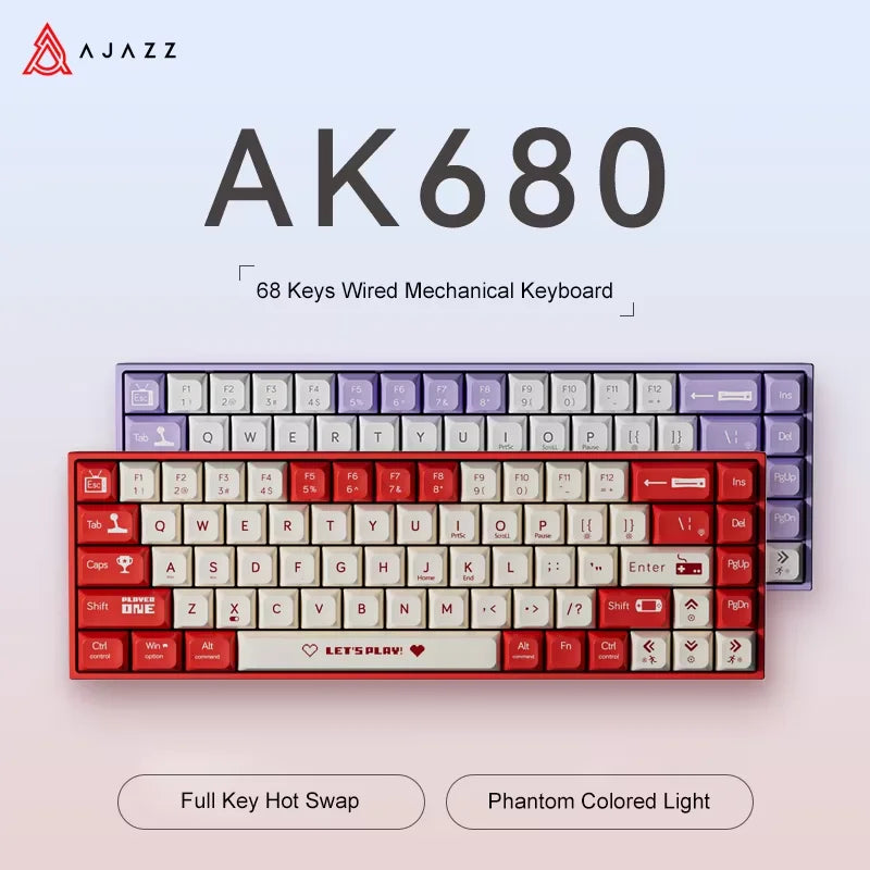 Wireless Mechanical Gaming Keyboard 68 Keys Hot Swap Compact RGB Backlit