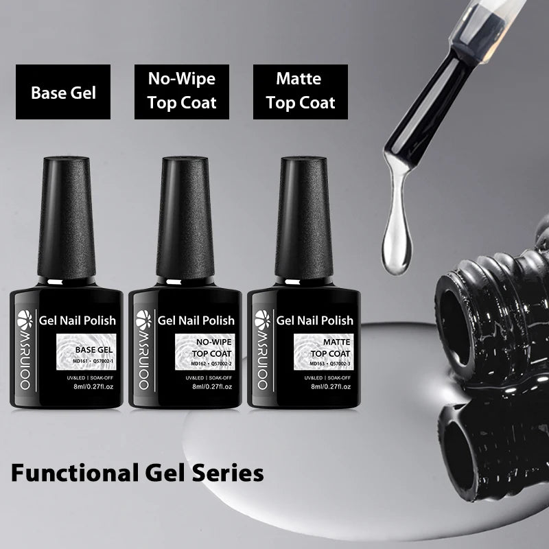 8ml UV Base Gel and Top Coat Kit for Long-Lasting Nail Polish & Art
