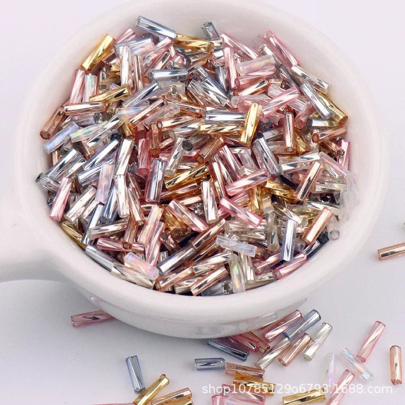 Glass Beads Spiral Tubular Seed Beads for Jewelry Making DIY Crafts 2x6mm - Multi Colors