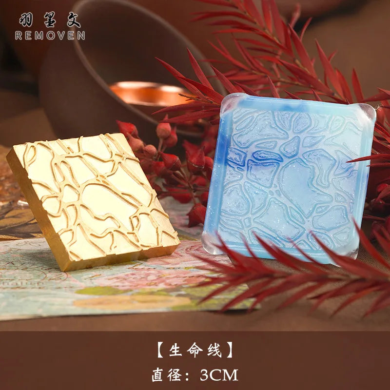 Wood Grain Flower Wax Seal Stamp Square Copper Head for Cards Envelopes Gift