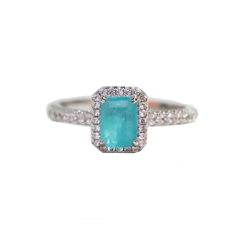 Charm Silver Tourmaline Ring for Women Jewelry Accessories