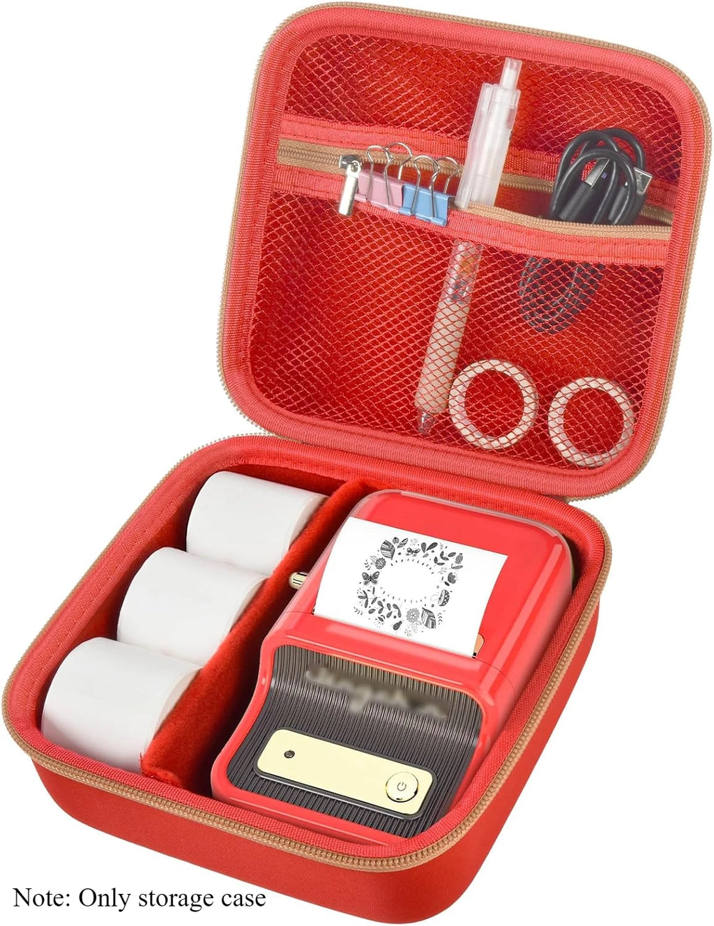 Protective Carrying Case for Wireless Label Printer with Customizable Compartments